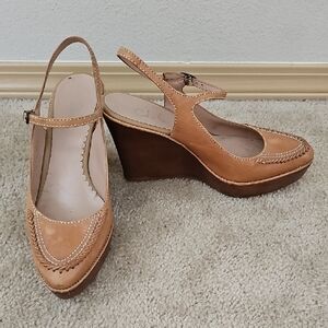 Cole Haan Tan Leather Wedge Shoes